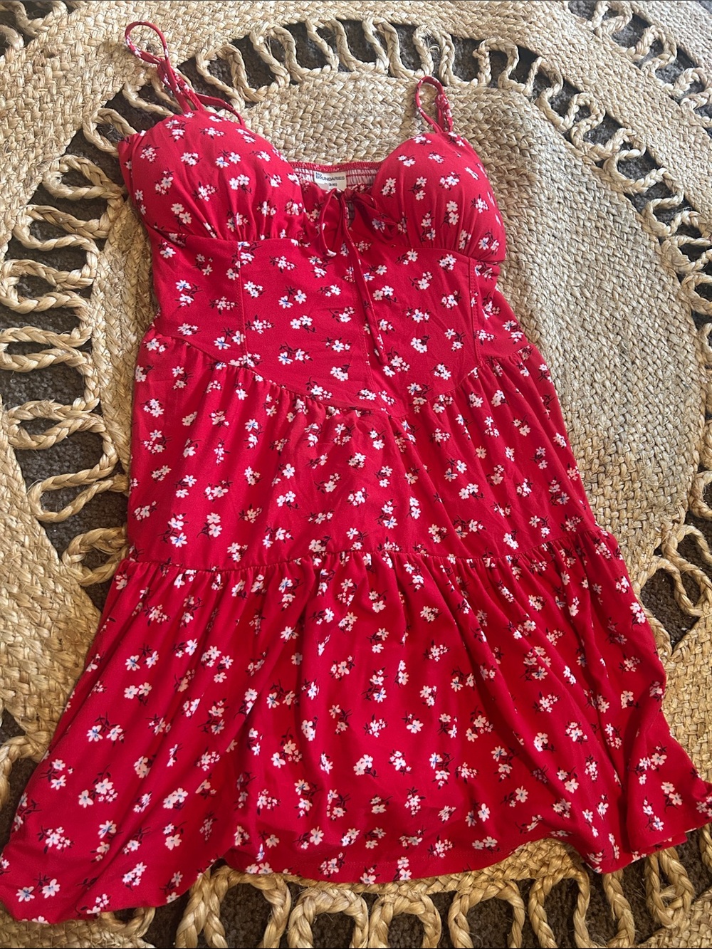 Red Floral Spaghetti Strap Sundress